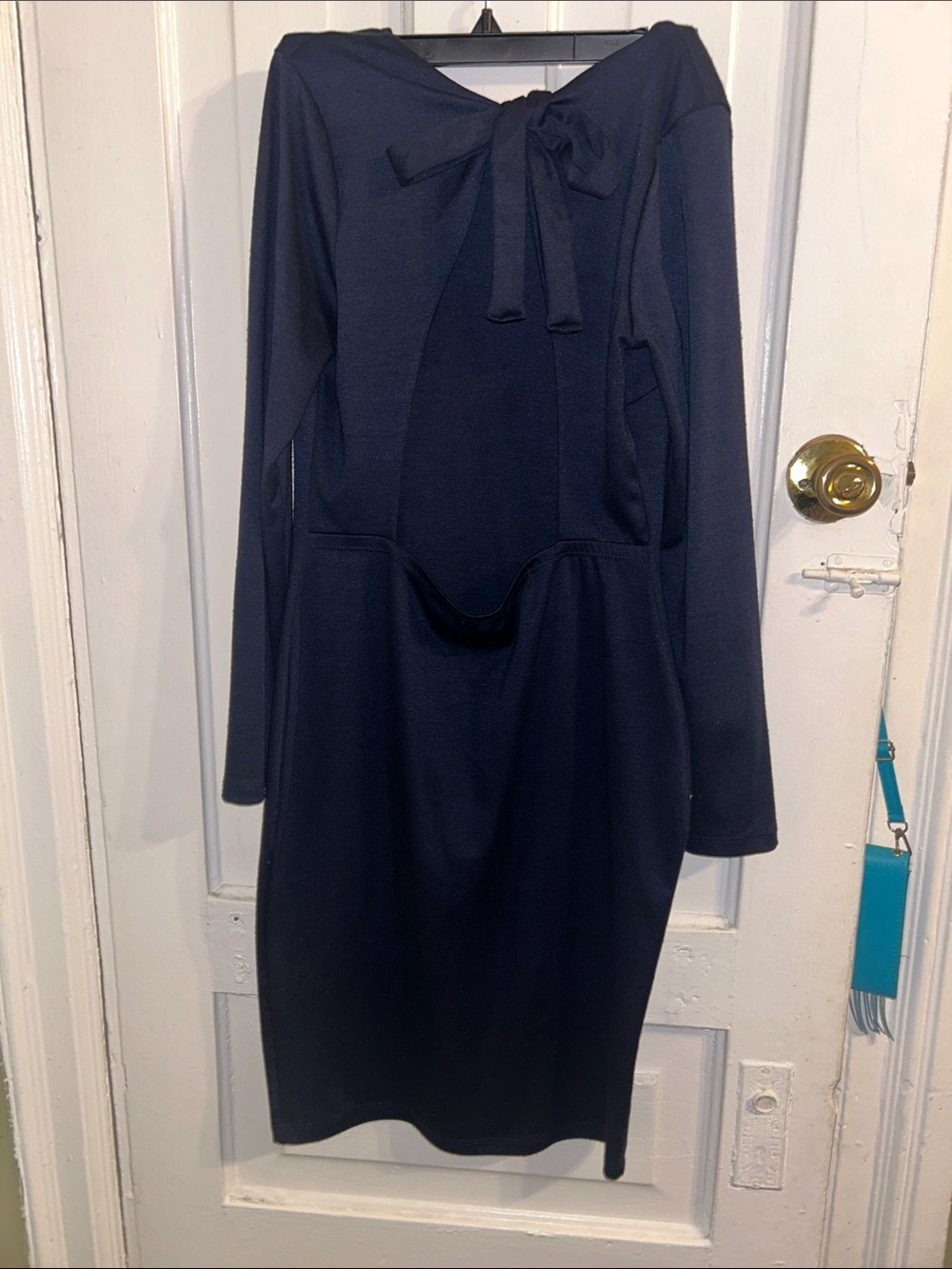 Windsor Navy Long-Sleeve Bow-Back Dress